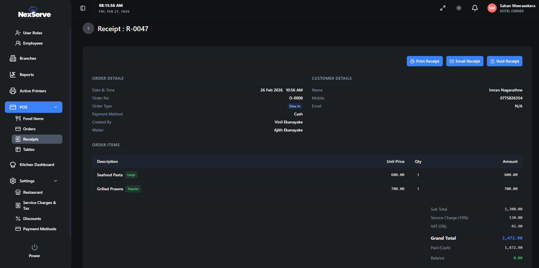 Professional Receipts